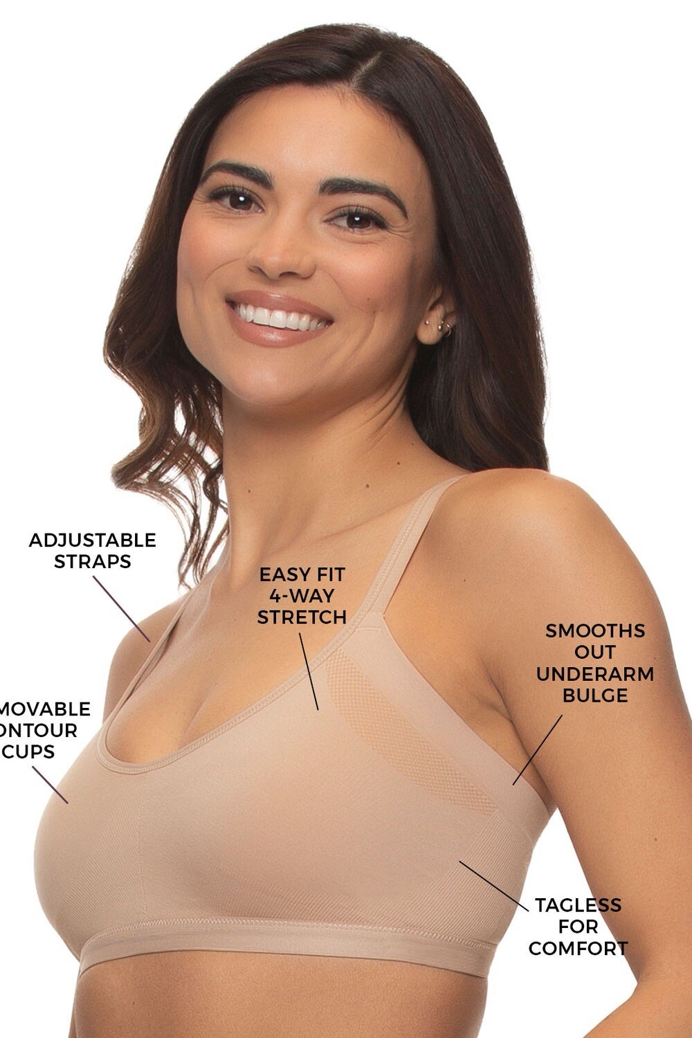 Felina 2pk Multicolor Side Smoothing Seamless Wire-Free Bra. Sz M. NIB!