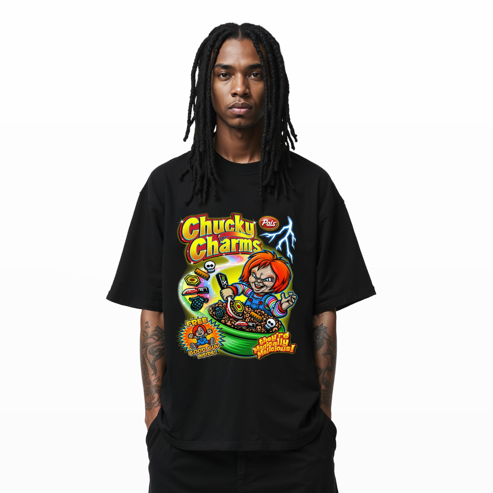 Chucky Charms Horror Cereal Parody T-Shirt – Funny Scary Movie Graphic Tee A101