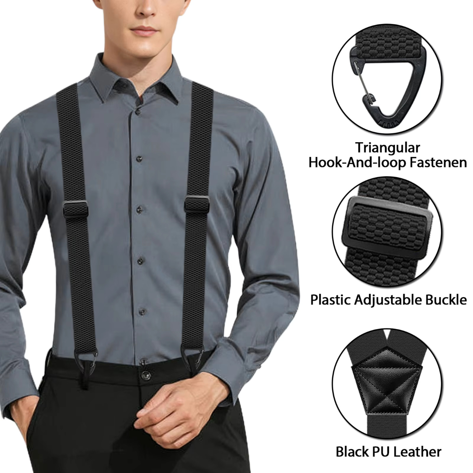 Heavy Duty Elastic Suspenders for Men Trouser Pants Braces Strap Work Belt