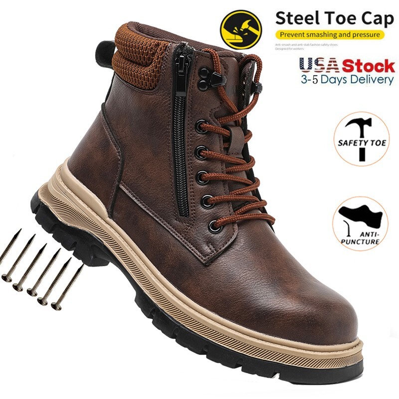 Indestructible Mens Work Boots Steel Toe Safety Shoes Waterproof Slip Resistant