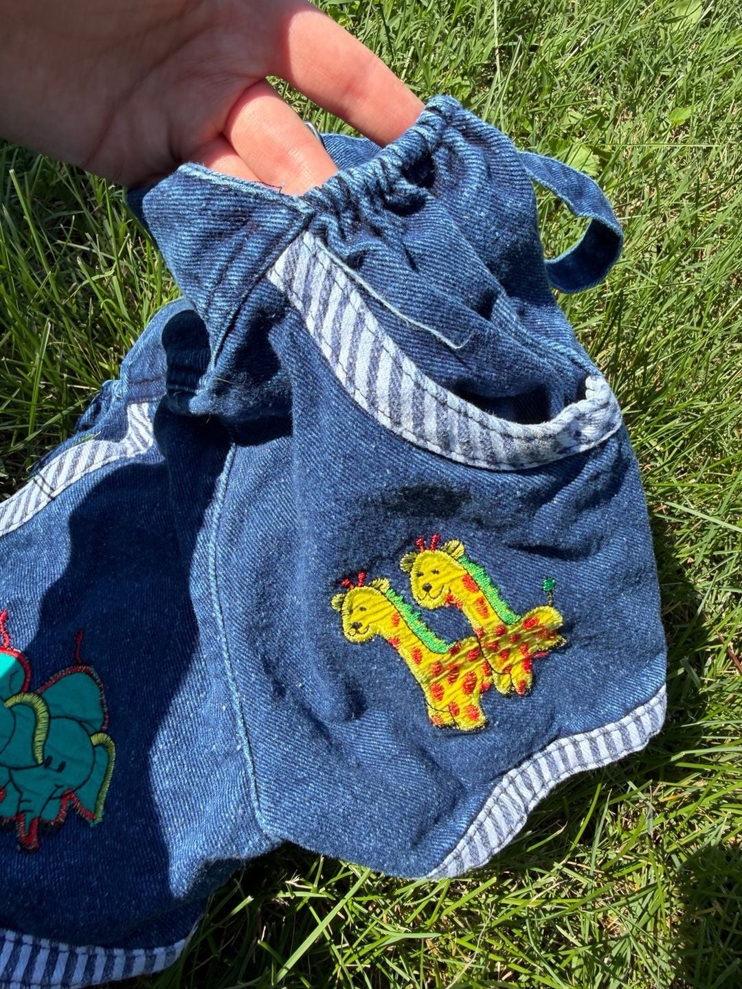 Vintage “Mon Petit” Noah’s Ark Bubbliest Bubble Denim Shortalls, 2T Toddle
