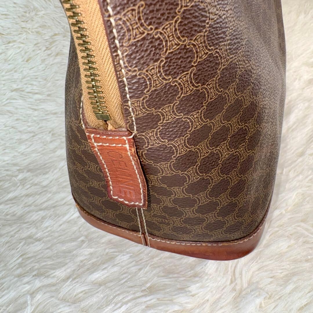 CELINE Half Moon Handbag Macadam PVC Brown Vintage Authentic From Japan