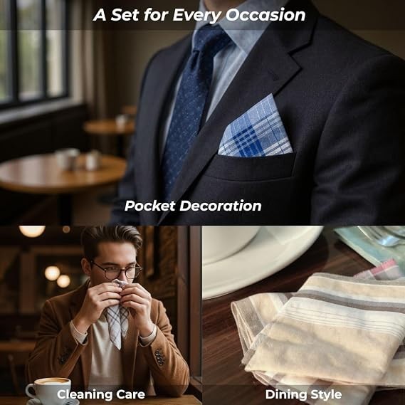 12 Pack Men’s Handkerchiefs 100% Cotton Handkerchief for Men Classic Assorted 16