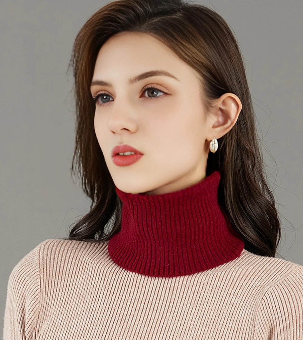 Wool Knitted Ring Scarf for Women Winter Soft Warm Cashmere Solid Neck Warmer Au