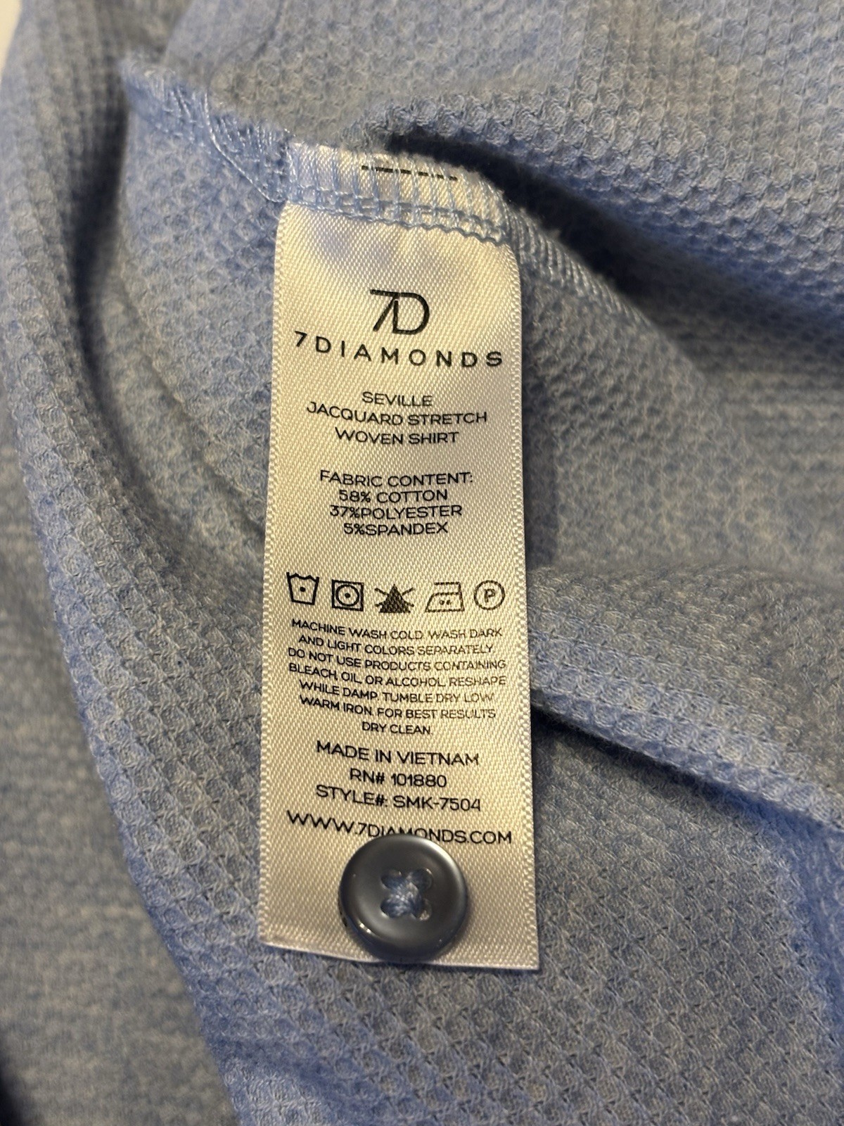 7D 7 Diamonds Light Blue Seville Jacquard Woven Stretch SS Button Down Mens XL