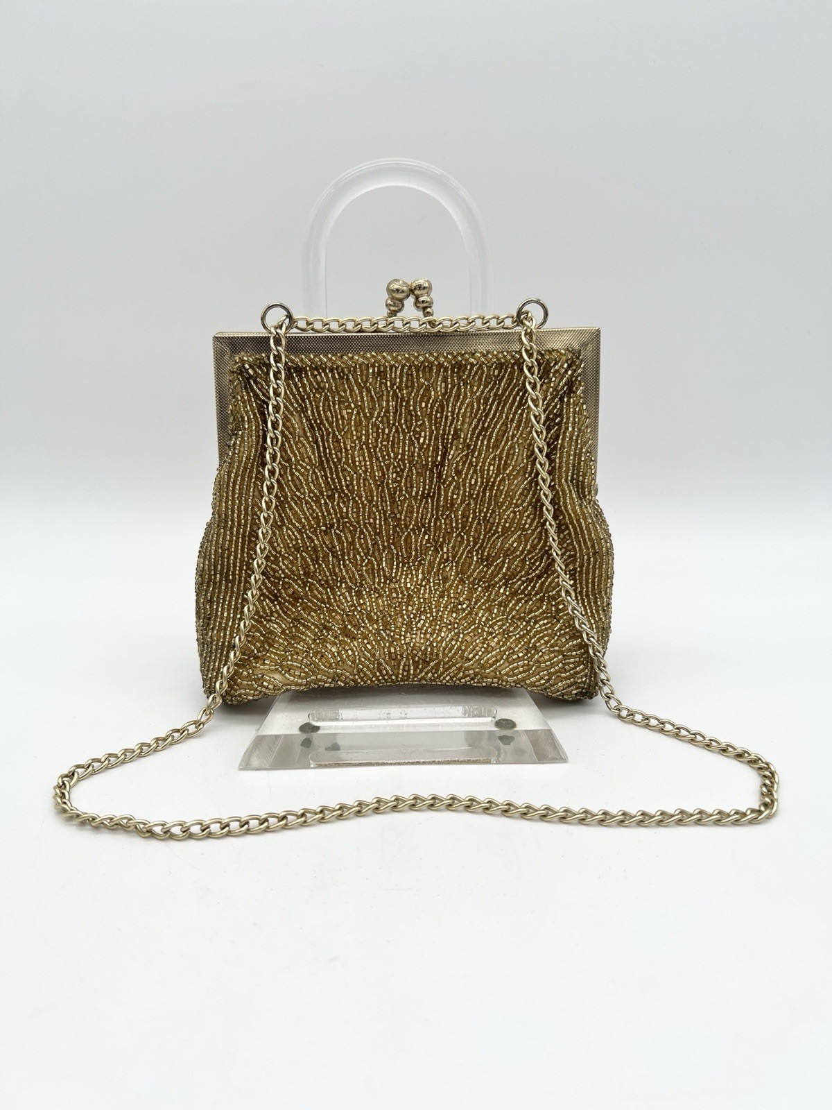 Vintage Walborg Gold Beaded Evening Purse Hong Kong Cocktail Handbag