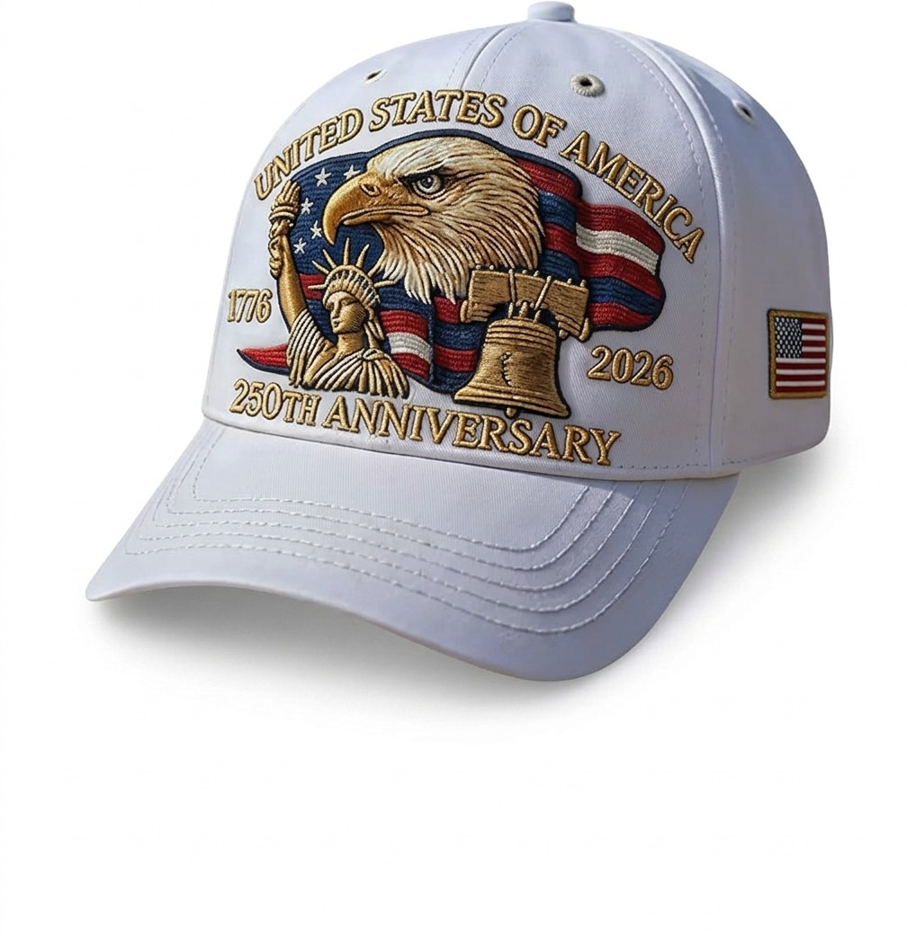 July 4th USA 250th Anniversary Cap Patriotic Veteran Gift Embroidered Adjustable