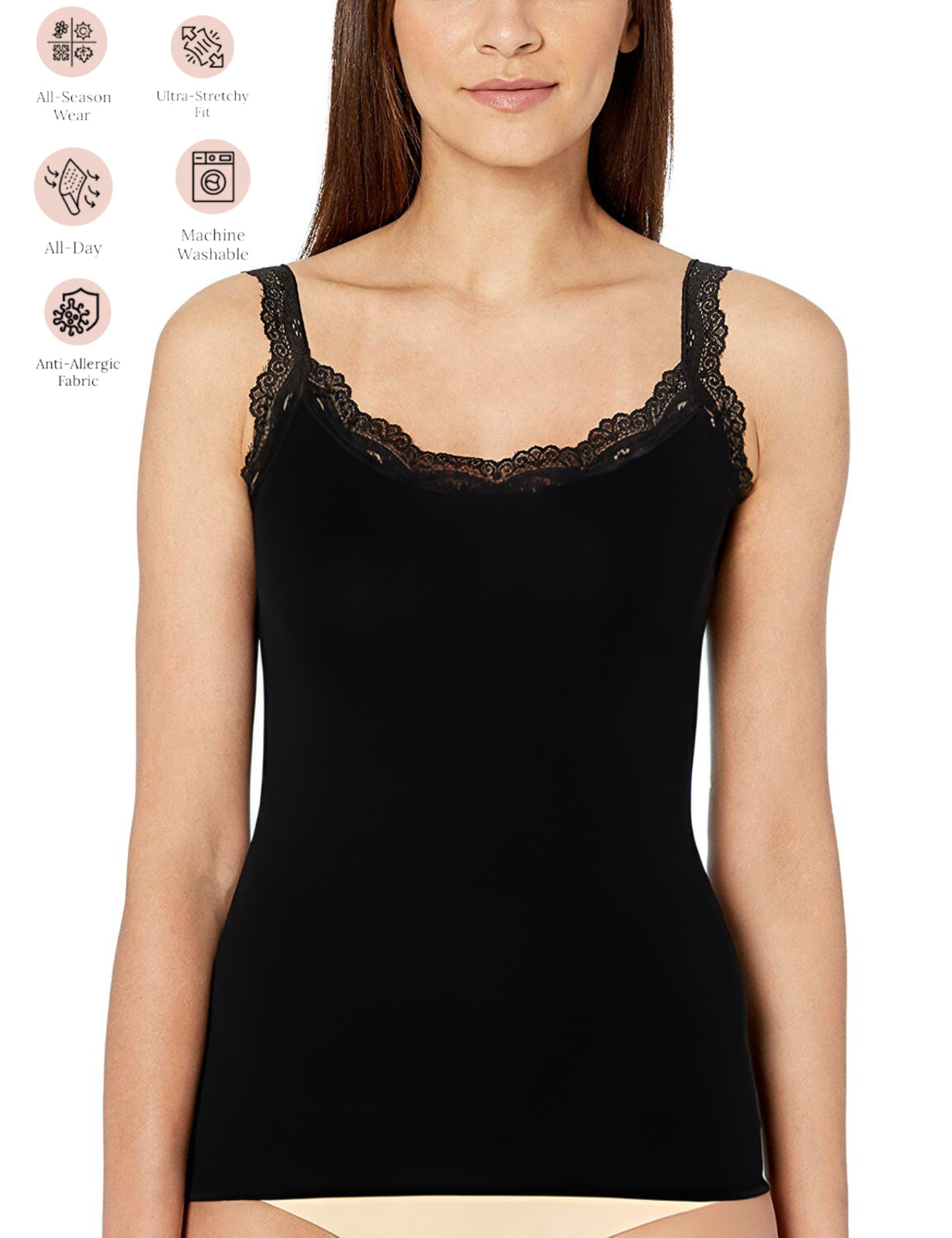Wome’s Tank Top Camisole with Lovely Lace Trim Style Soft Sexy Sport Yoga Casual