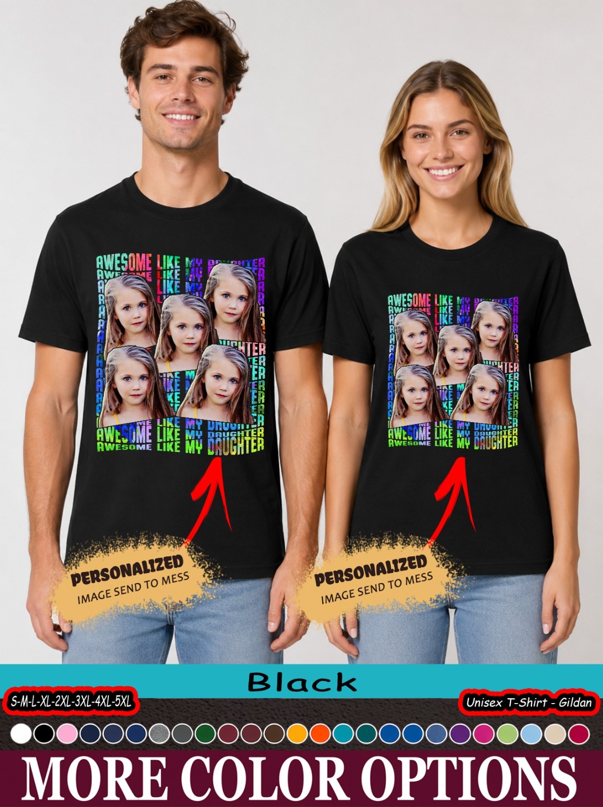 Custom Photo Funny Dad Daughter Shirt, Awesome Like My Daughter Graphic Tee