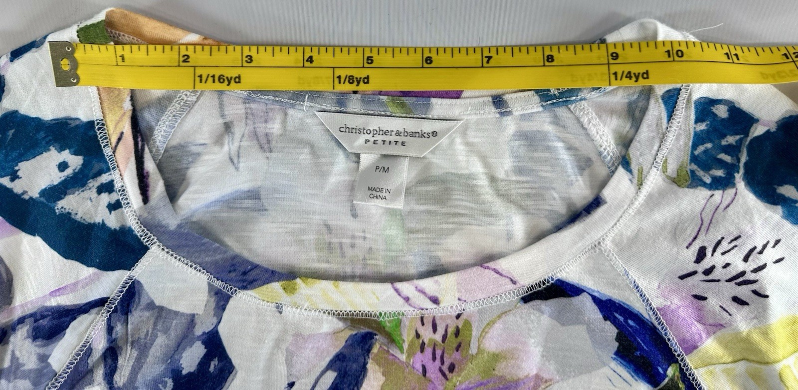 Christopher & Banks Women Floral Print 3/4 Sleeve Size Medium Polyester Spandex