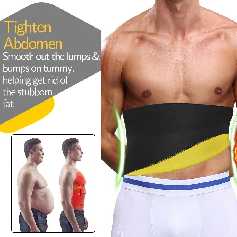 Mens Neoprene Sauna Sweat Waist Trainer Belt Tummy Slim Body Shaper Fat Burner
