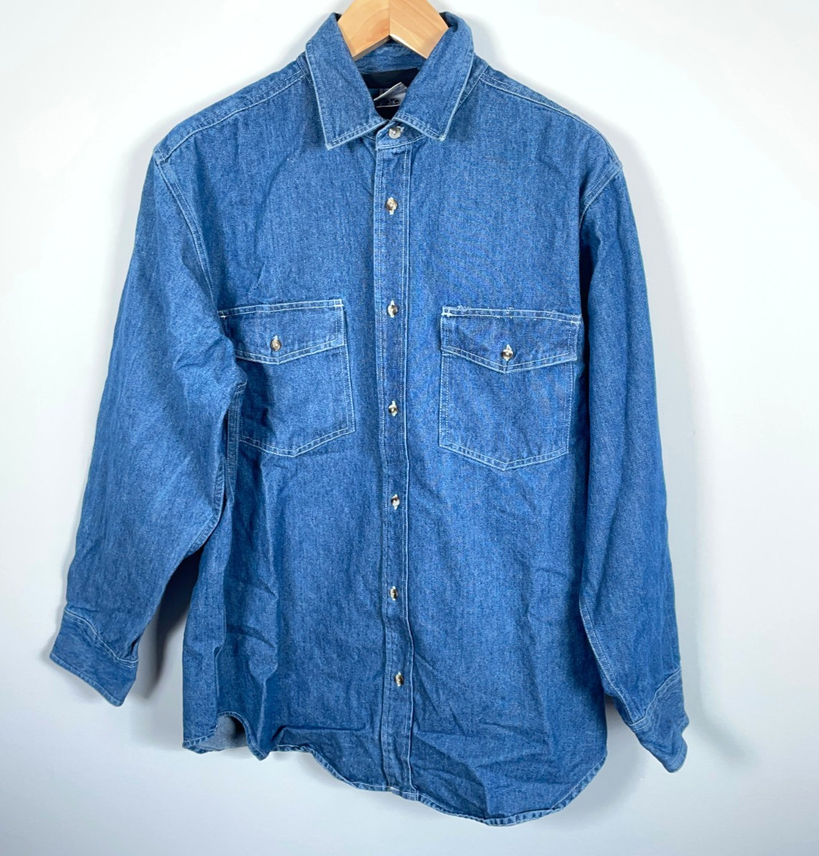 Heavyweight Embossed Denim Shirt Men’s Large Blue American Flag Eagle Union Made