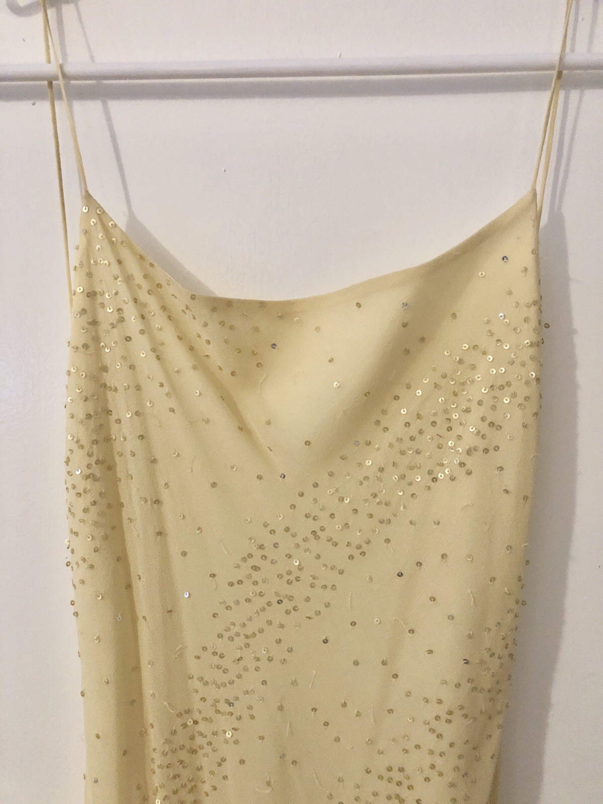 Vintage Laundry by Shelli Segal Silk Butter Yellow Midi Dress Size 10 Y2K Fairy