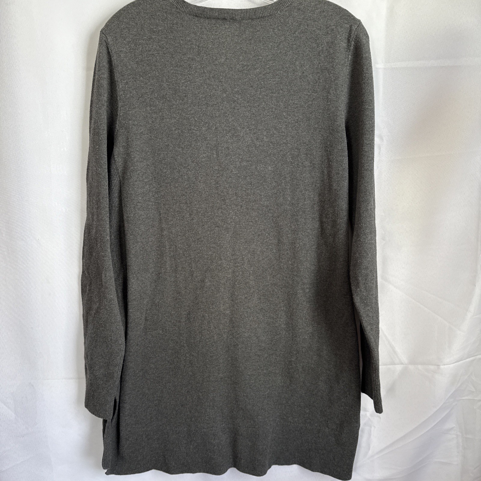 Duluth Women’s Midi Sweater Dress Sz M Gray Long Sleeve V- Neck Soft Cozy