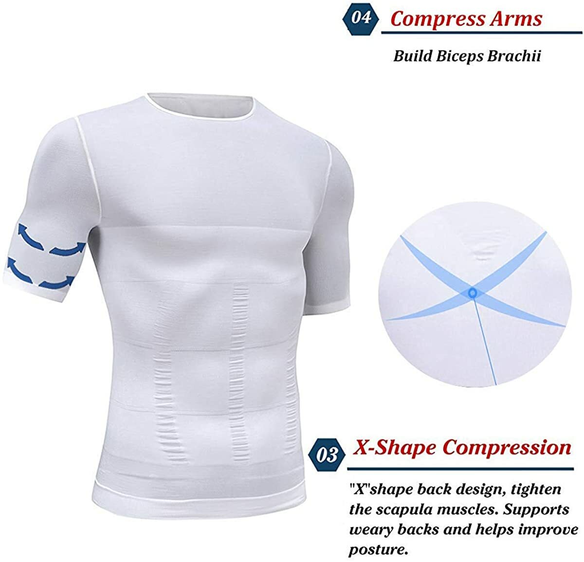 Men’s Slimming Body Shaper Posture Corrector Vest Abdomen Compression Shirt Tops