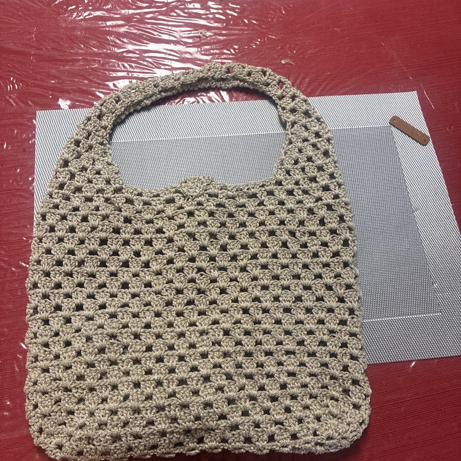 Handcrafted Crocheted Hobo Bag with Matching Pouch Neutral Everyday Purse Set