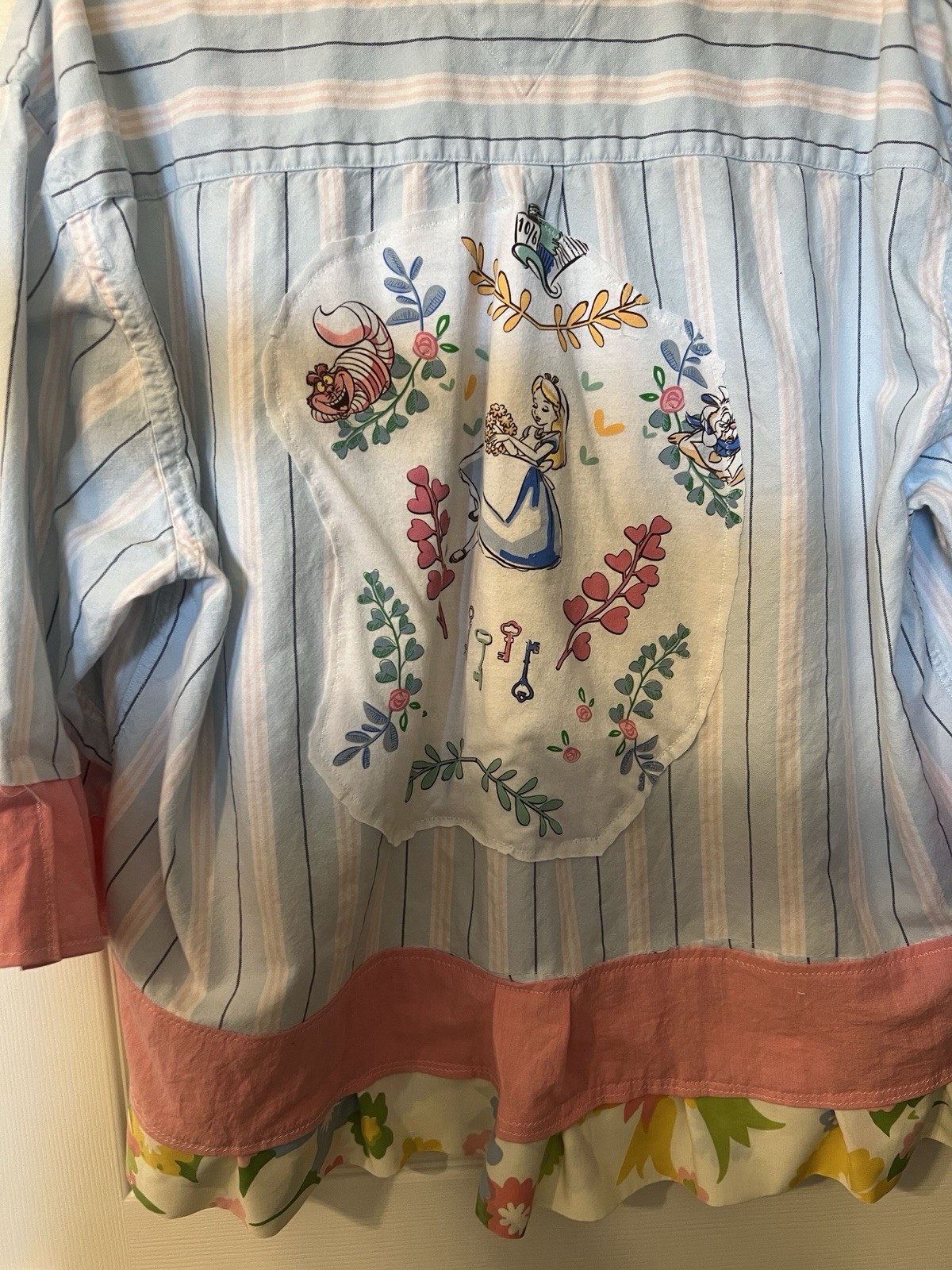 Upcycled Duster 3/4 Sleeves Alice In Wonderland