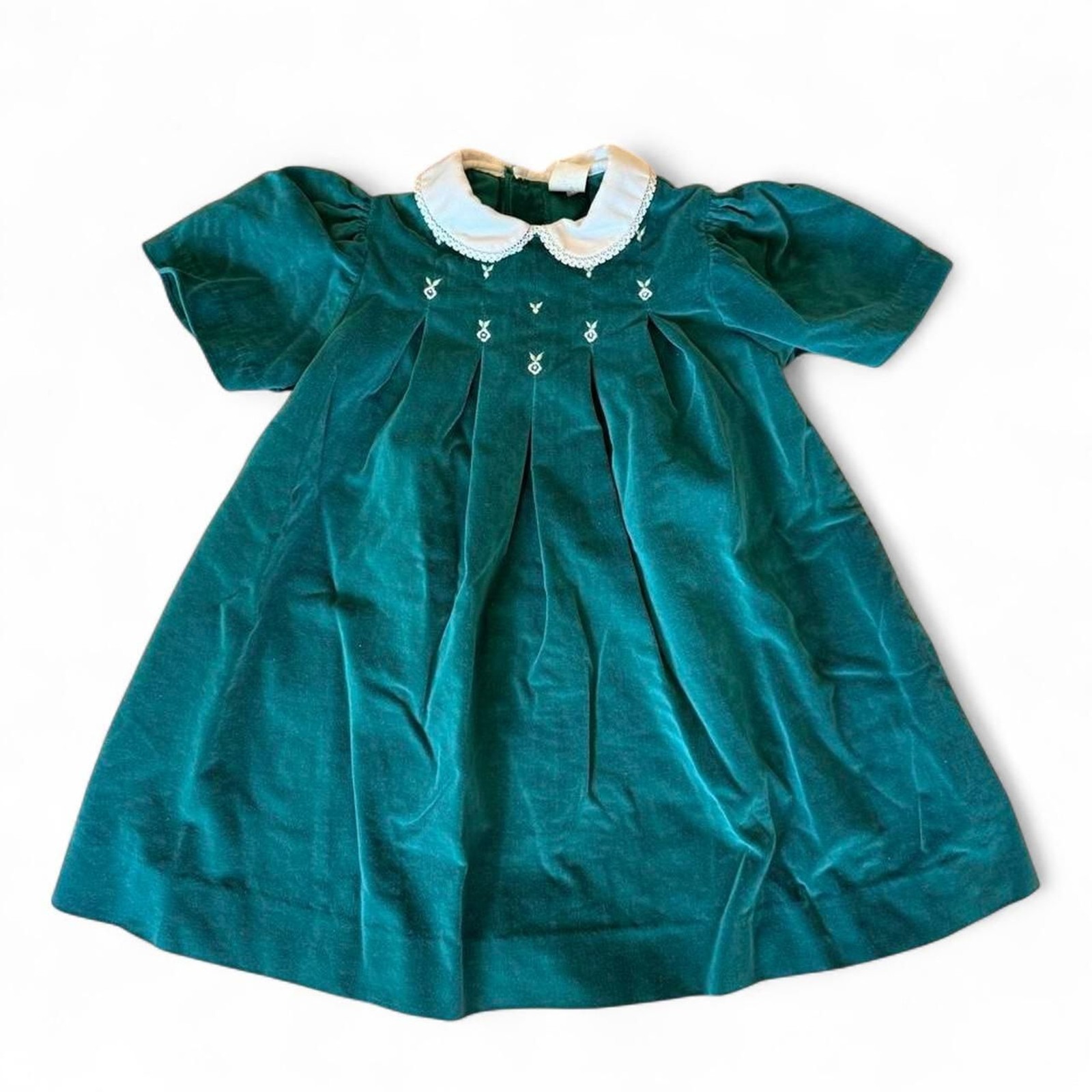 Vintage baby girl dress with peter pan collar and floral details size 6