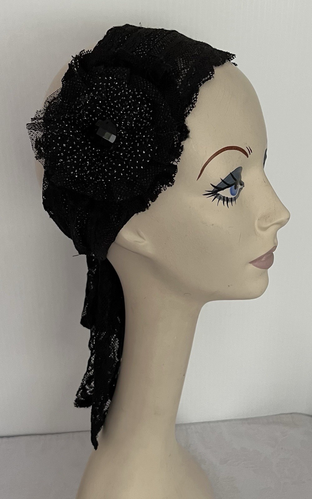 IMAGA Dressy Headwrap Wide Headband Black Sparkly Lace with Flower