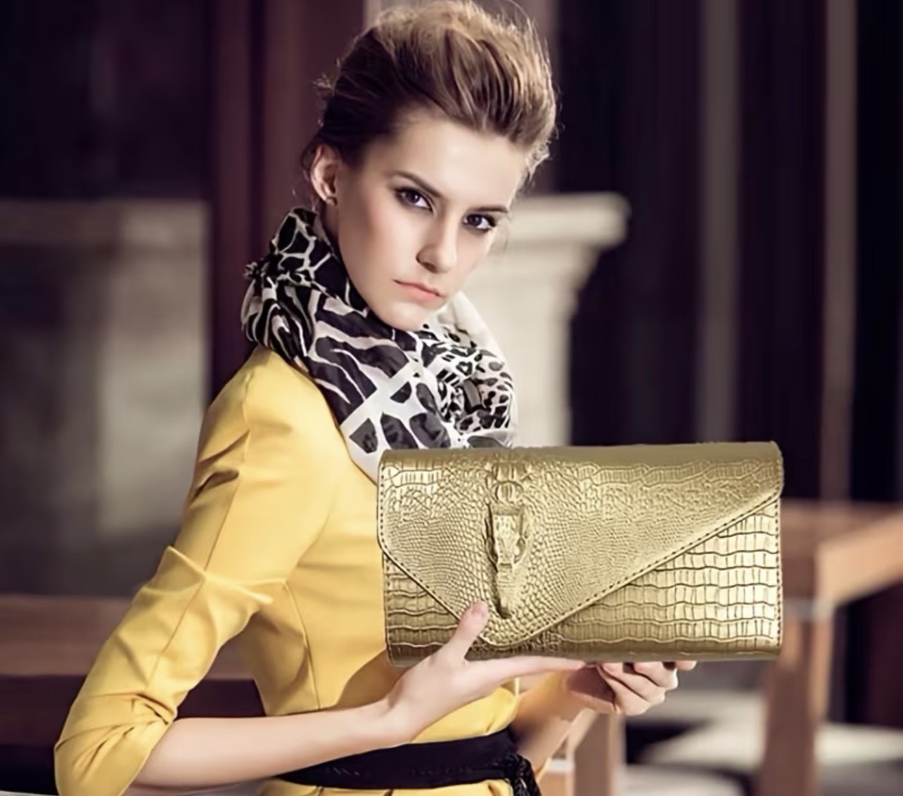 1pc Women’s Large Capacity Synthetic Leather Envelope Clutch