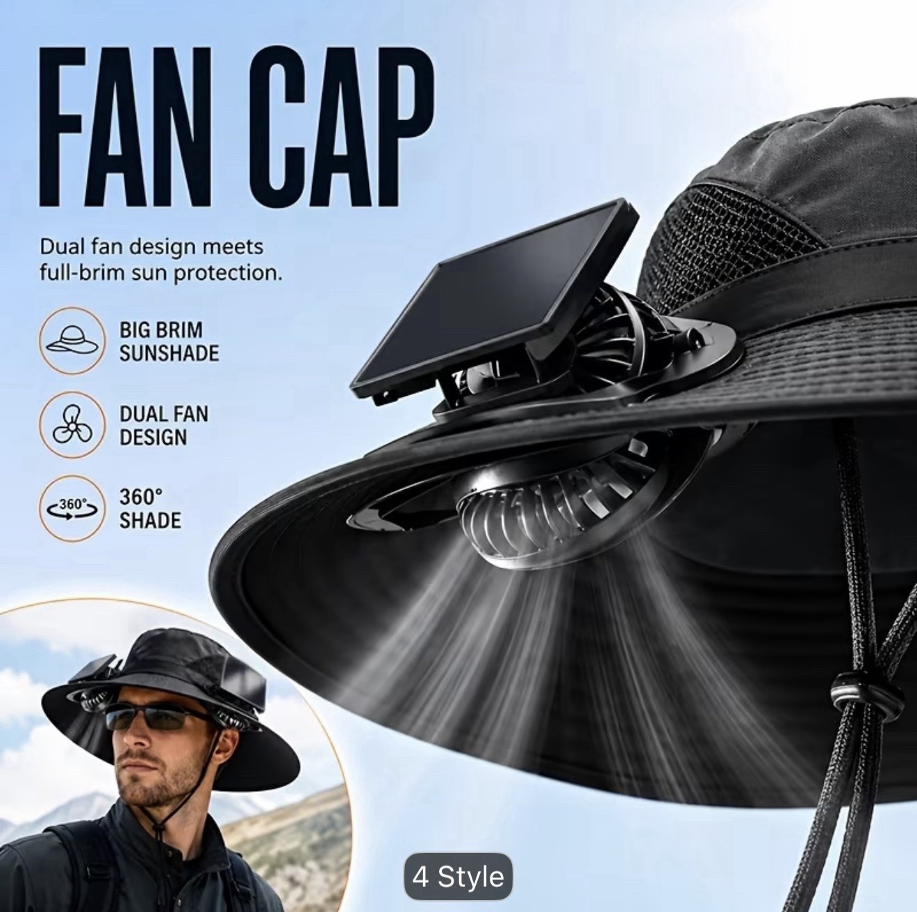 sun hat with Dual solar fans