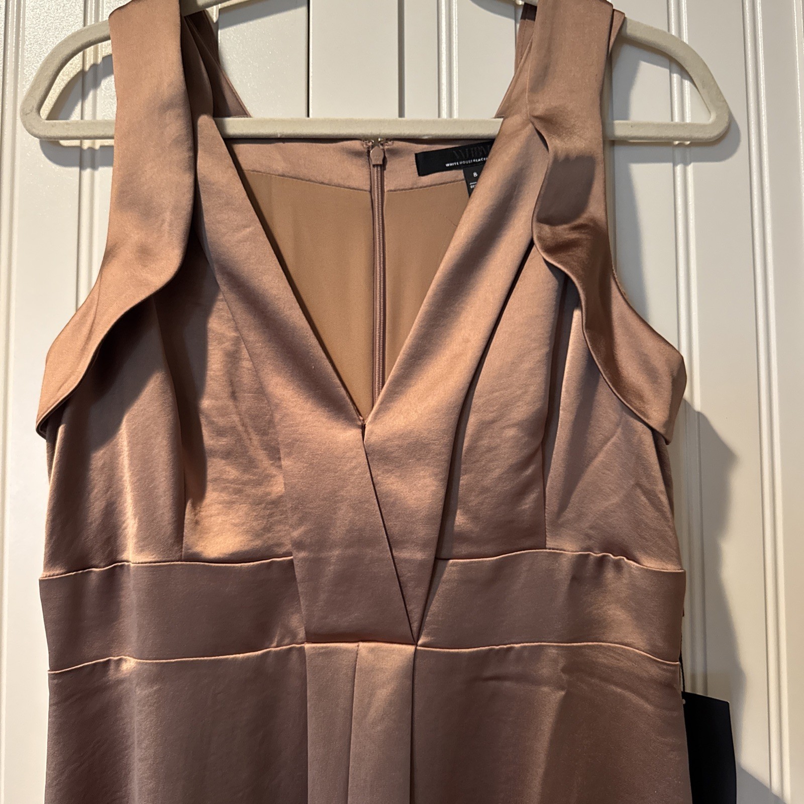 WHBM White House Black Market Metallic Gold Bronze Satin Gown Dress Sz 8 NWT