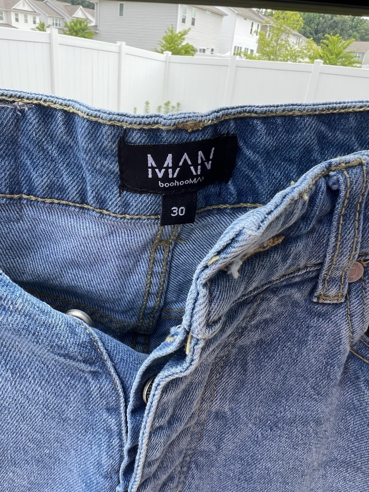 boohooMAN Men’s Blue Denim Flared Slim Fit Jeans Light Wash