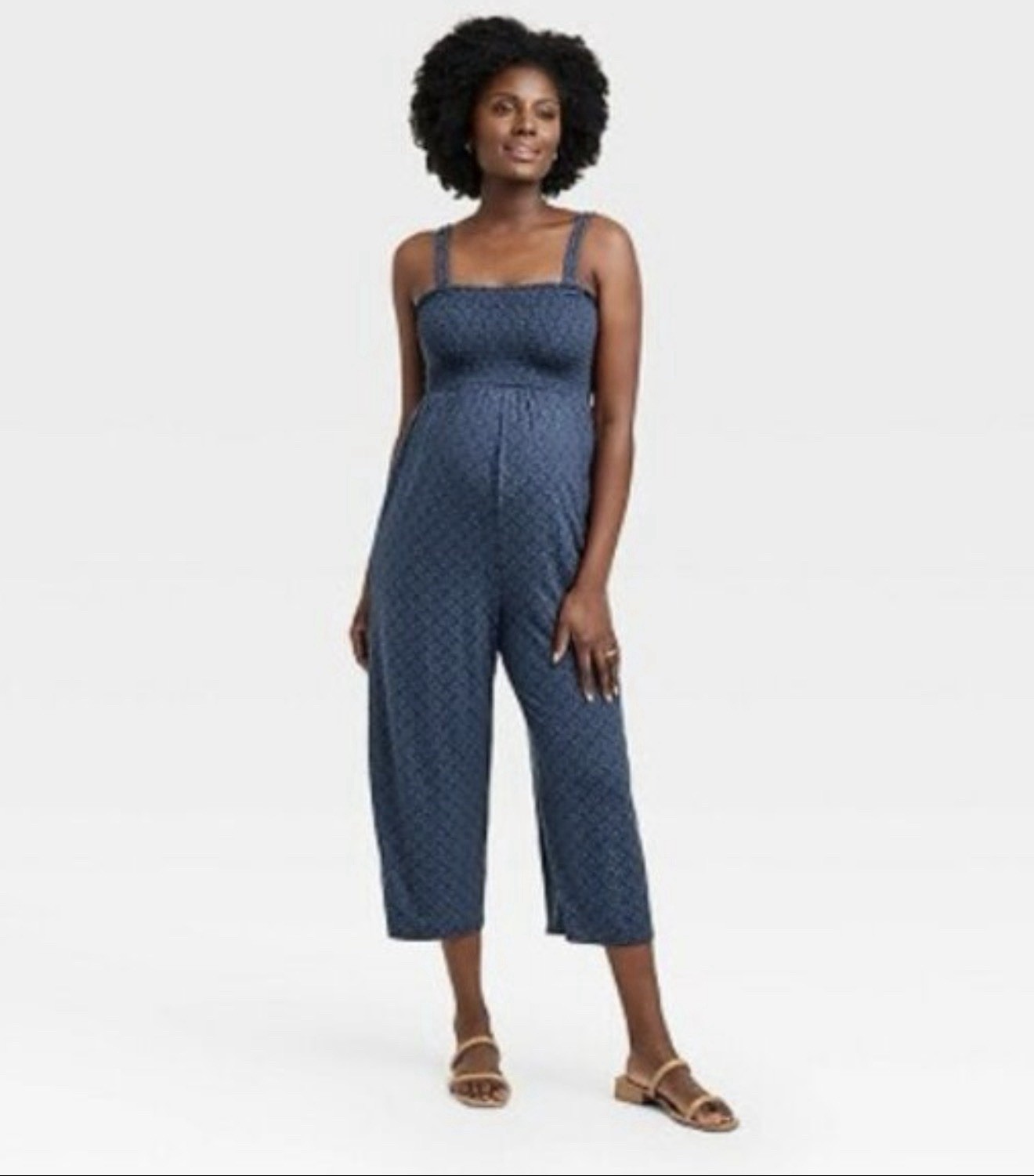 Isabel Maternity Smocked Wide Leg Jumpsuit Medium