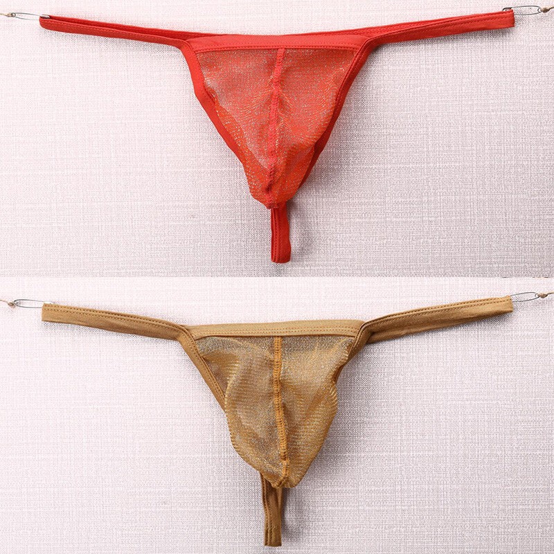 Mens Mesh See-through Pouch G-string Briefs Underwear T-back Thong V-string✔