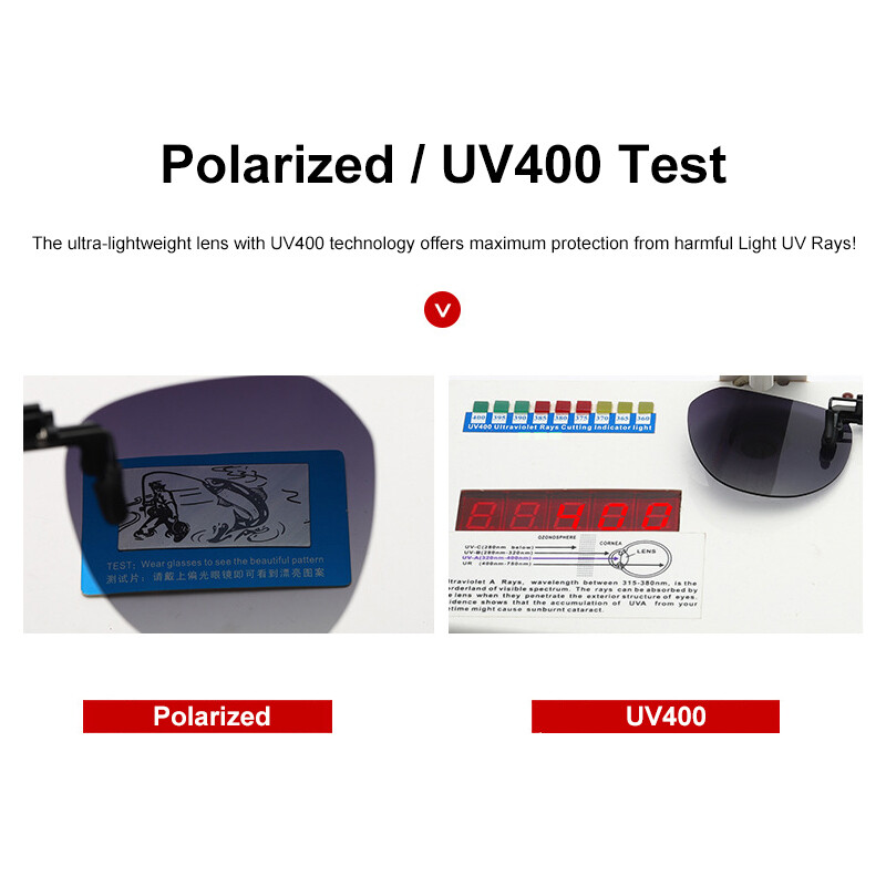 Polarized Clip-on Sunglasses Anti-glare Lightweight Flip Up Driving Sun Glasses