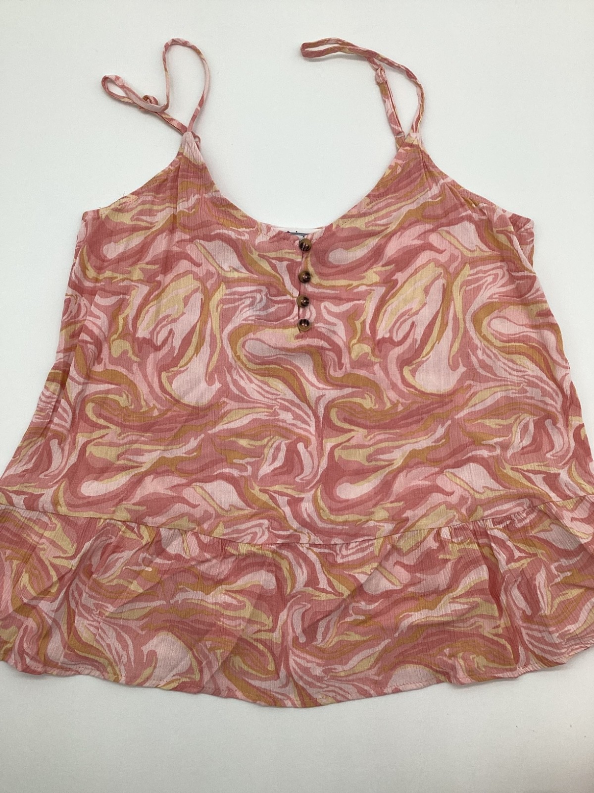 Hippie Rose Pink & Gold Swirl Ruffle Cami NWT