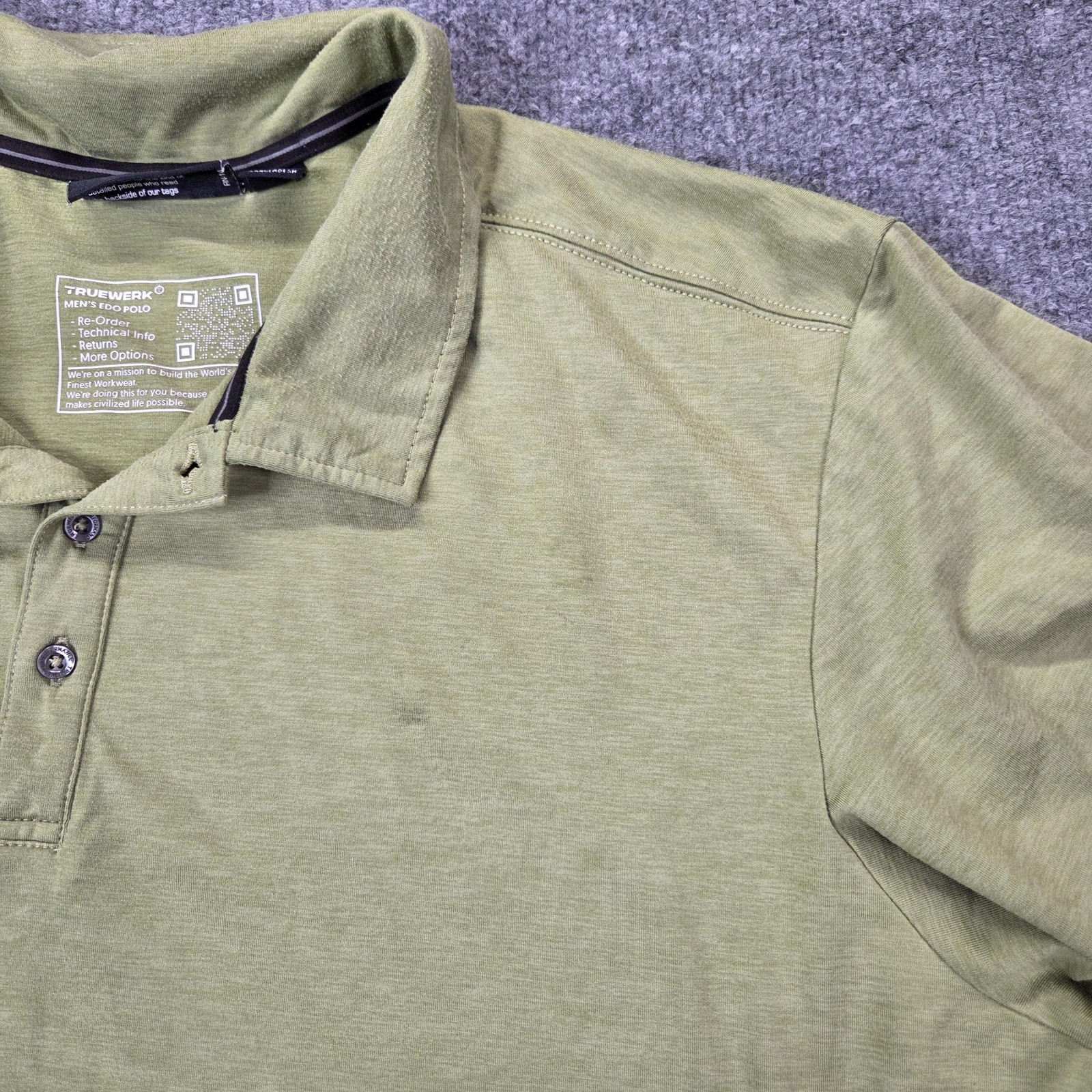 Truewerk Polo Shirt Mens 2XL Green EDO Performance Workwear Lightweight Tech