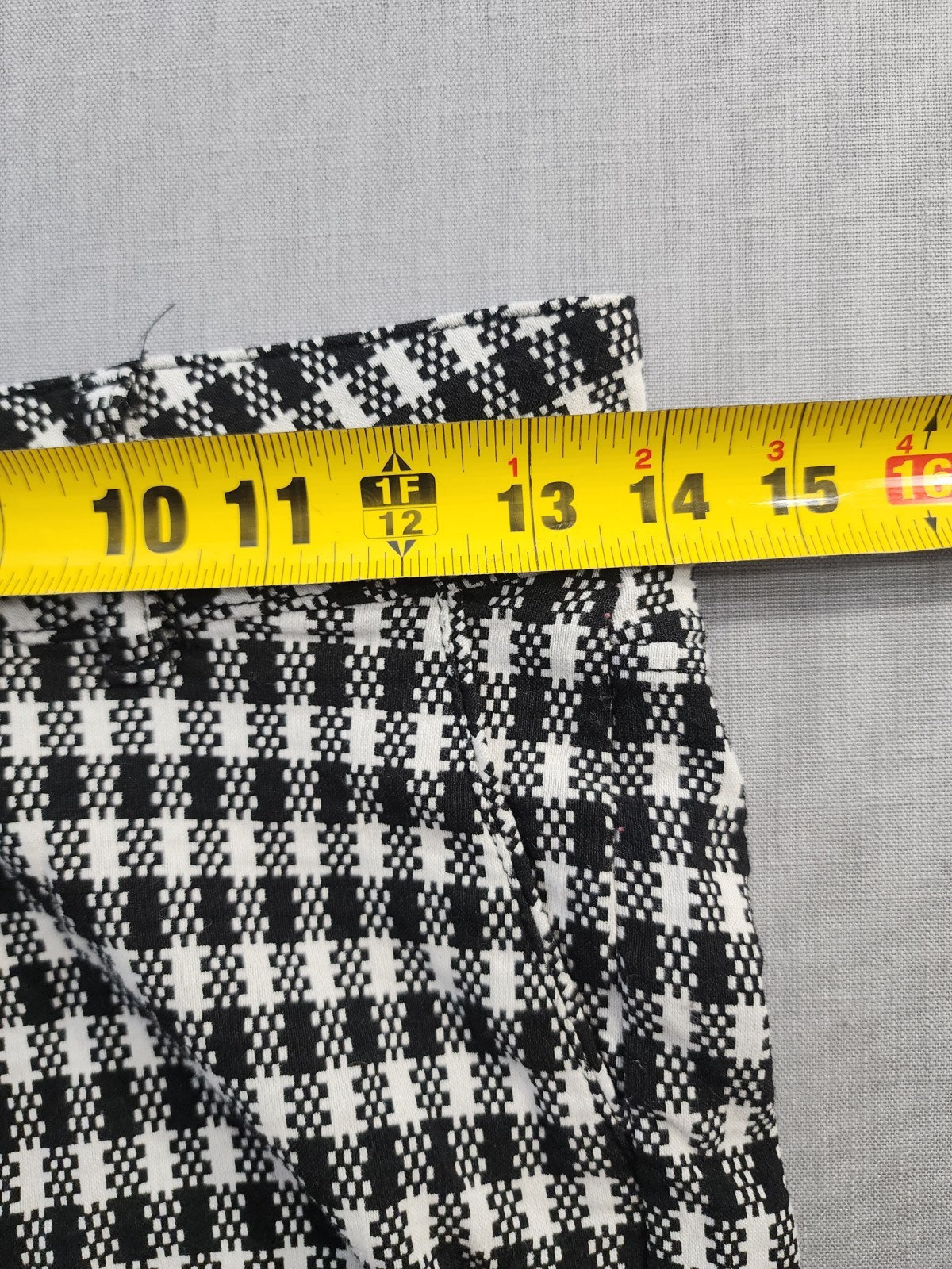 Women’s Black White Checkered Pants Slim Straight Leg Stretch Casual Dress Pants