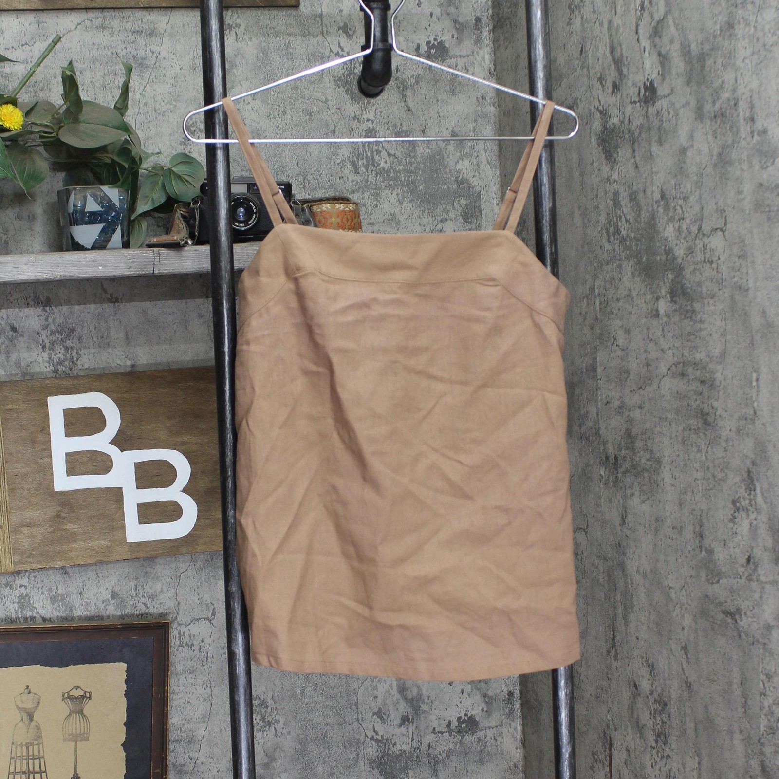 state of Day Linen Blend 2-Pc. Sleeveless Pajama Shorts Natural Umber Brown S