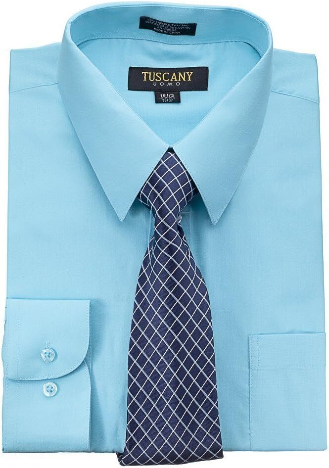 Men’s Dress Shirts With Matching (Random design) Tie Set Cotton Blend Shirt Set