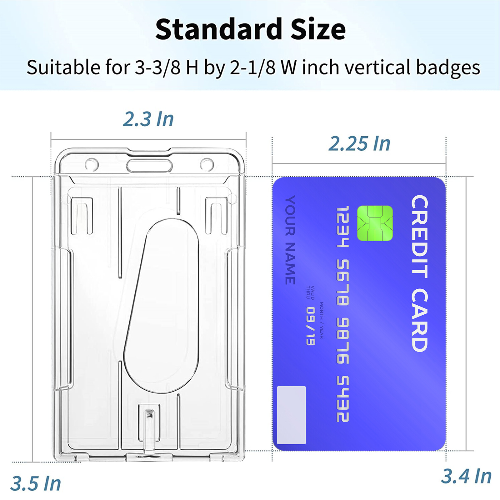 10Pcs ID Card Badge Holder Hard Plastic Protector Vertical Clear Protective Case