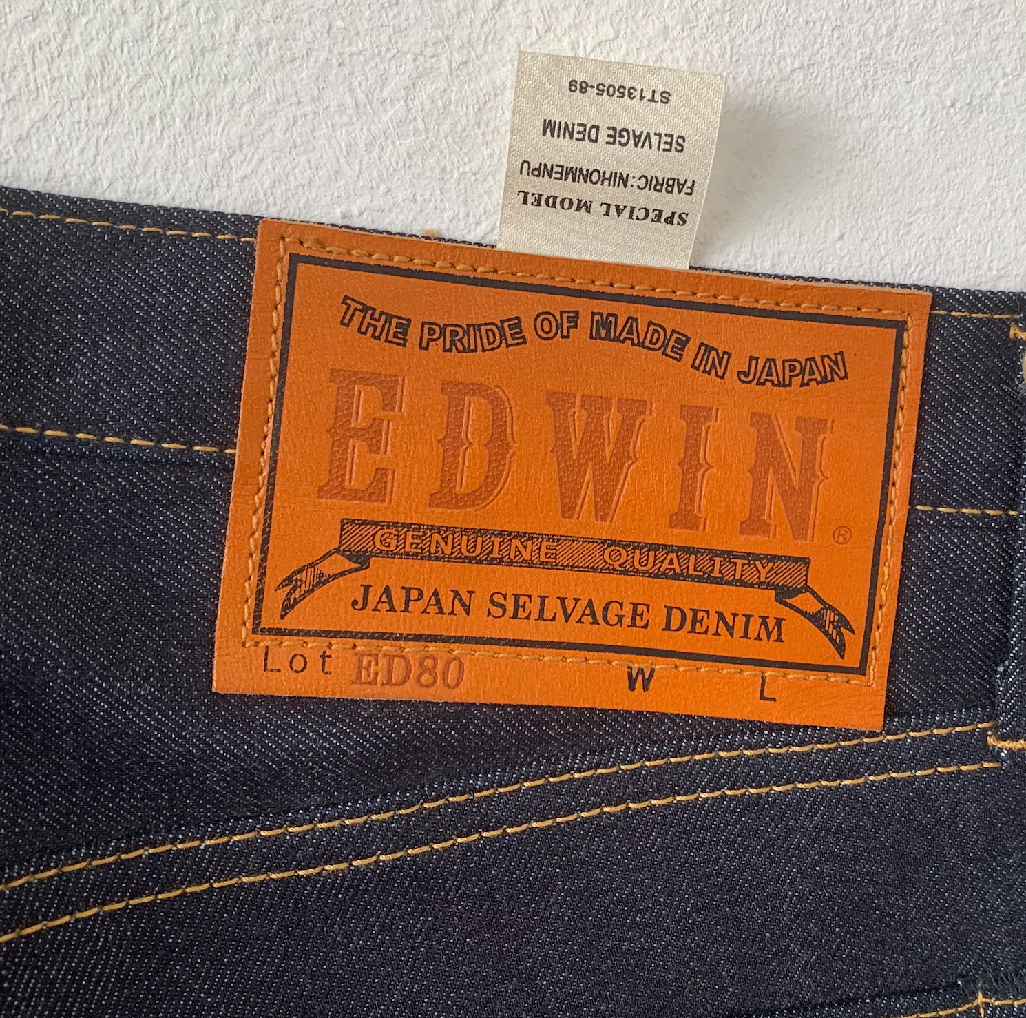 Edwin ED-80 Slim Tapered Nihon Menpu Japan Selvage (shrink to fit) Raw W32 L34