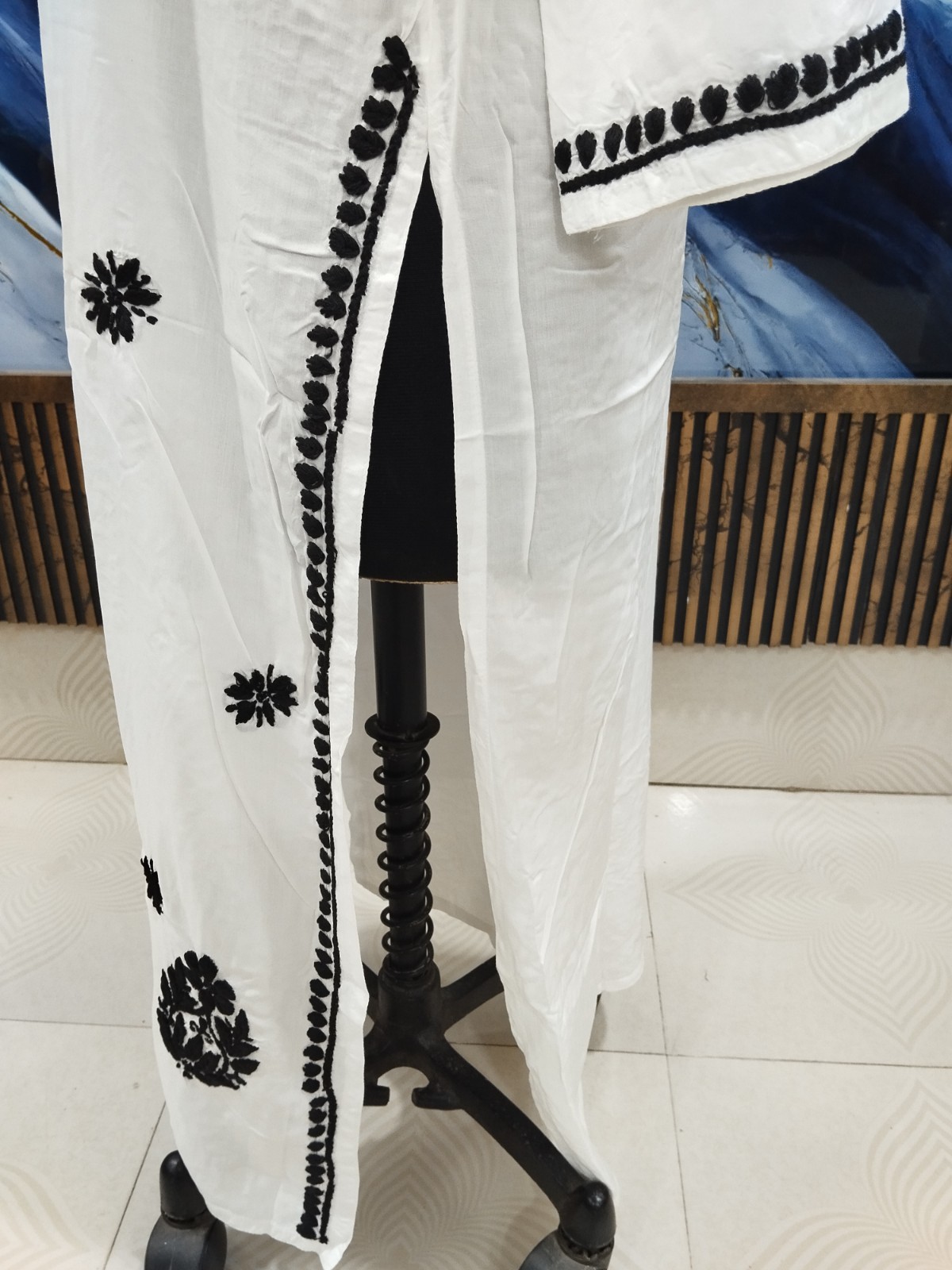 KURTI Co-Ord Set L XL 2XL 3XL 4XL 5XL HANDMADE CHIKAN EMBROIDERY 100% COTTON