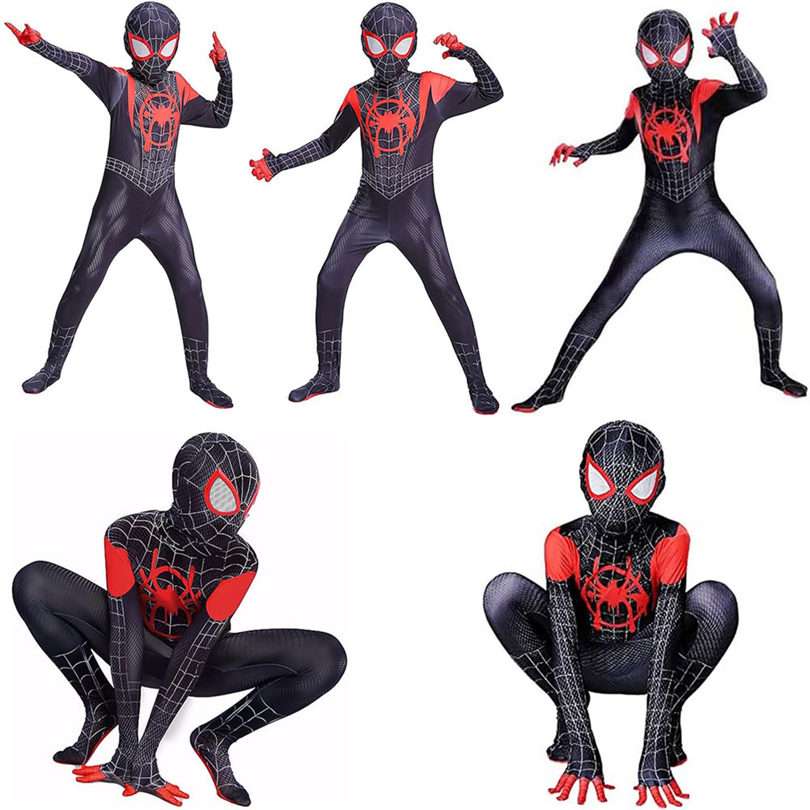 Kids SpiderMan Cosplay Costume Boys Tobey Maguire Outfit Jumpsuit Fancy Dress