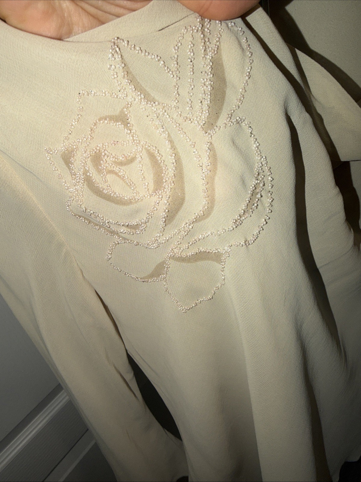 NWT Donna Ricco Shirt Womens 16 Beige Blouse Top Cowl Neck Long Sleeve Chiffone