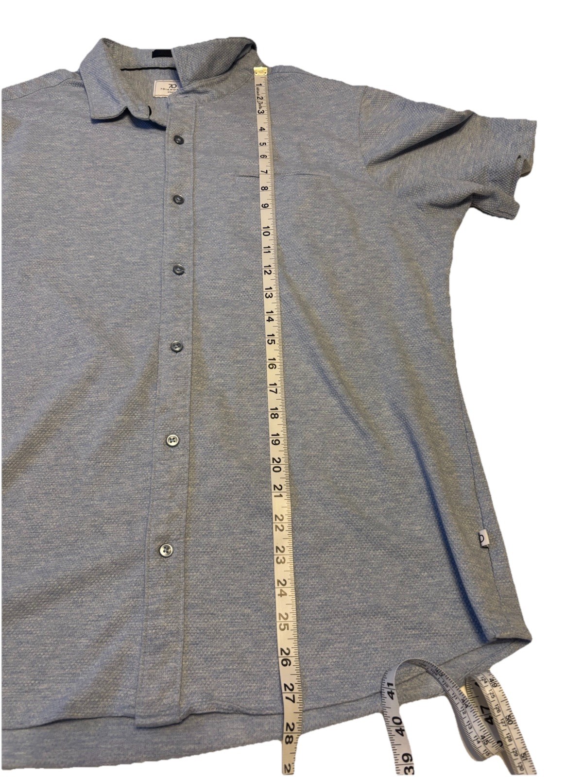 7D 7 Diamonds Light Blue Seville Jacquard Woven Stretch SS Button Down Mens XL