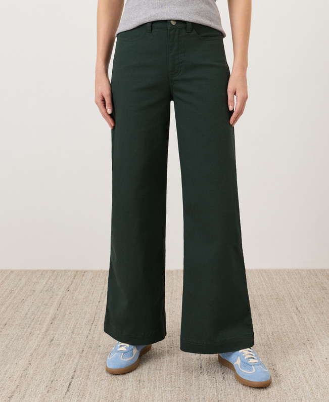 PACT Organic Stretch Twill Wide Leg Pant – Dark Spruce