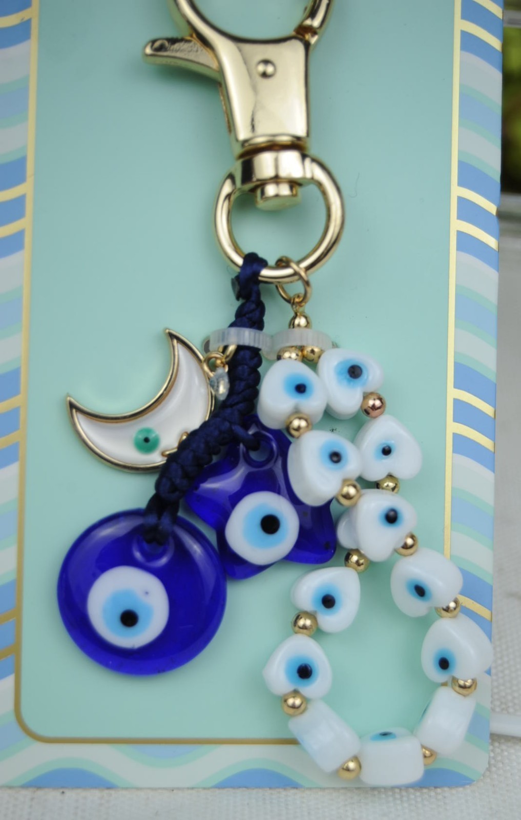 NWT Piper K Evil Eye Bag Charm / Key Ring NICE!