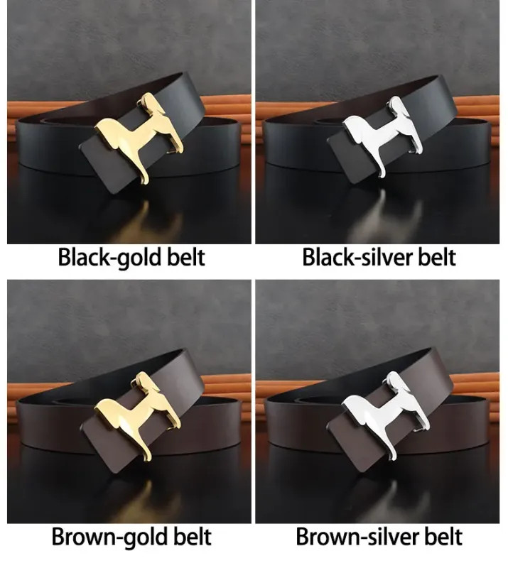 Grade Stainless steel horse 3.8cm wide slide buckle men belts High genuine.