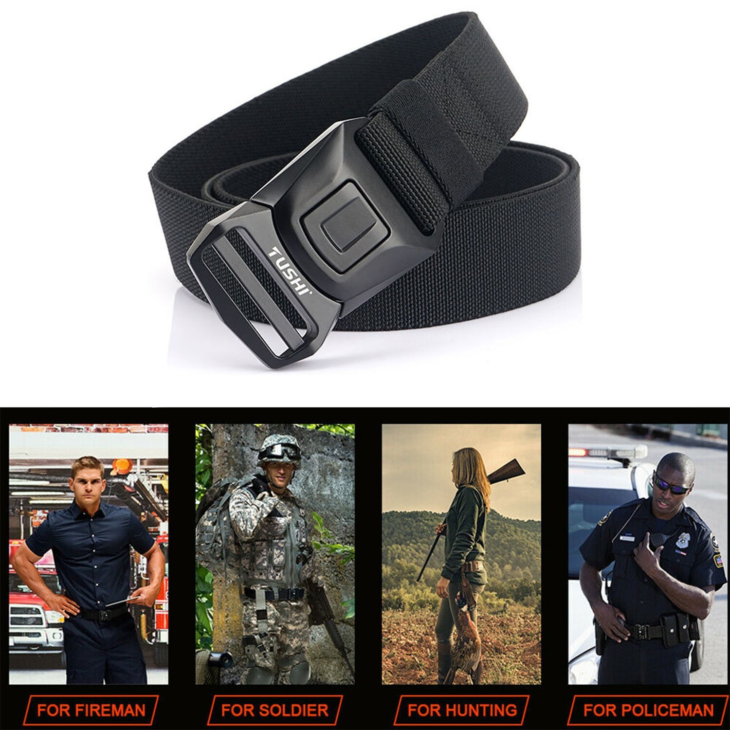 Black Military Belt for MEN Tactical Strap Waistband Belts Quick Release Buckle