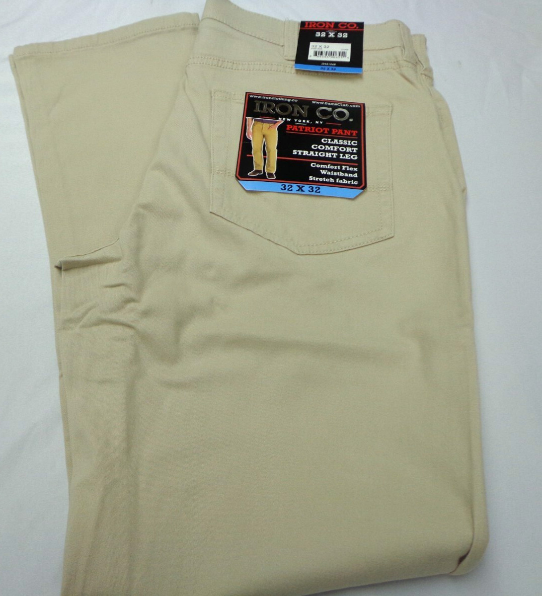Iron Co. Men’s Classic Stretch Comfort Patriot Pants ‘Dune’ Cream Color 32 x 32