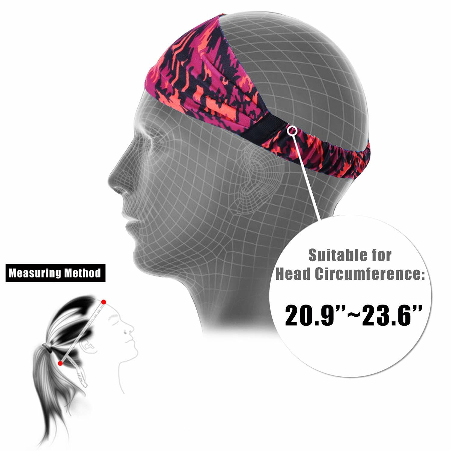 Yoga Sports Sweatband Wide Women Men Headband Hair Band Elastic Head Wrap Turban
