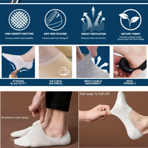 Lot 12 Pairs Mens No Show Socks Low Cut Anti-slid Casual Invisible Liner Socks