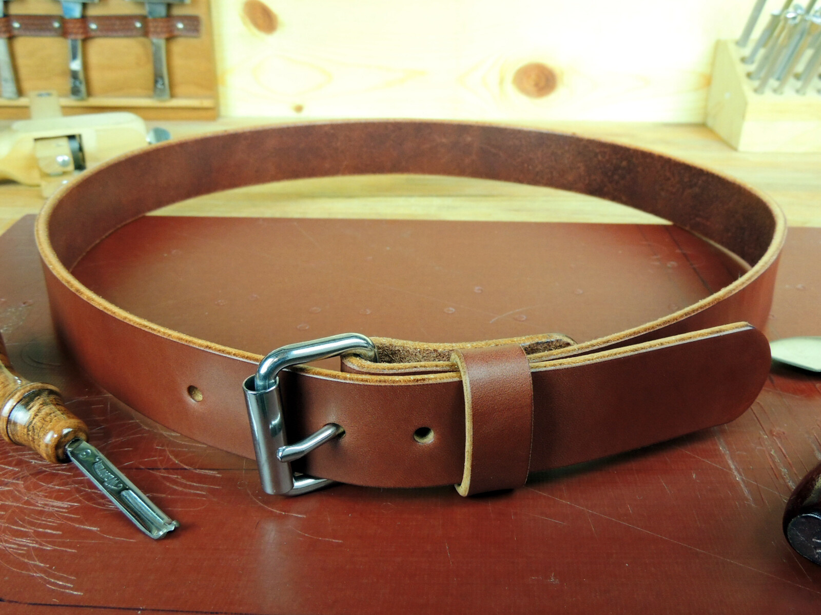 Men’s 1 1/2″_Heavy Duty Leather Gun Holster CCW Work Belt_Amish Handmade_1.5″