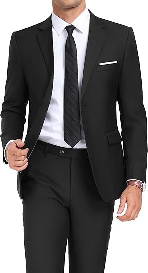 Mens 2 Piece Suit Set Slim Fit 2 Button Dress Suits Tuxedo Set Wedding Blazer